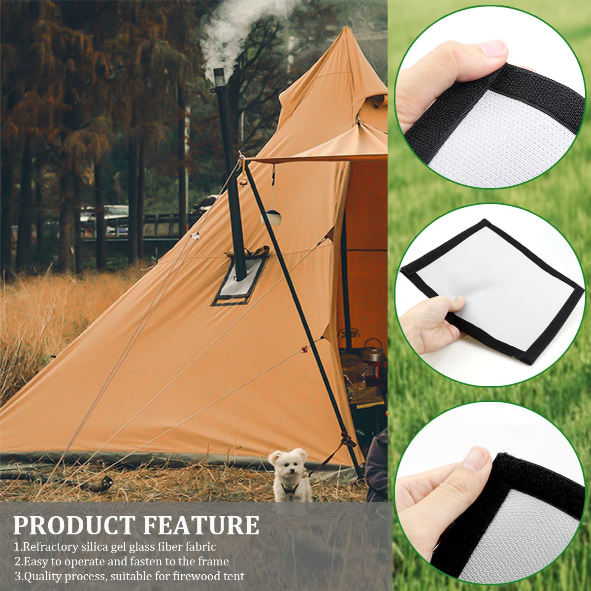 YOLUFER DIY Hot Tent Stove Jack Stove Jack Kit for Tent Fireproof Protection Accessory for Camping Tent