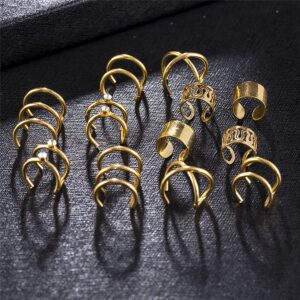 Cz Cuff Earrings Non-Piercing for Women Various Styles,12 Pairs Ear Clip 6 Styles Cartilage Clip On Earrings Set Fake Cartilage Earring Helix Jewelry (2 piece suit)