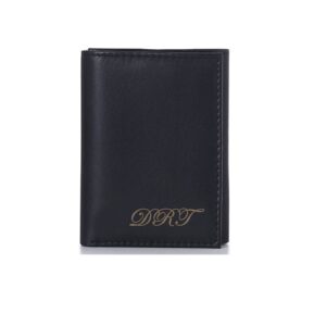 personalized black genuine leather tri-fold wallet engraved free - ships from usa