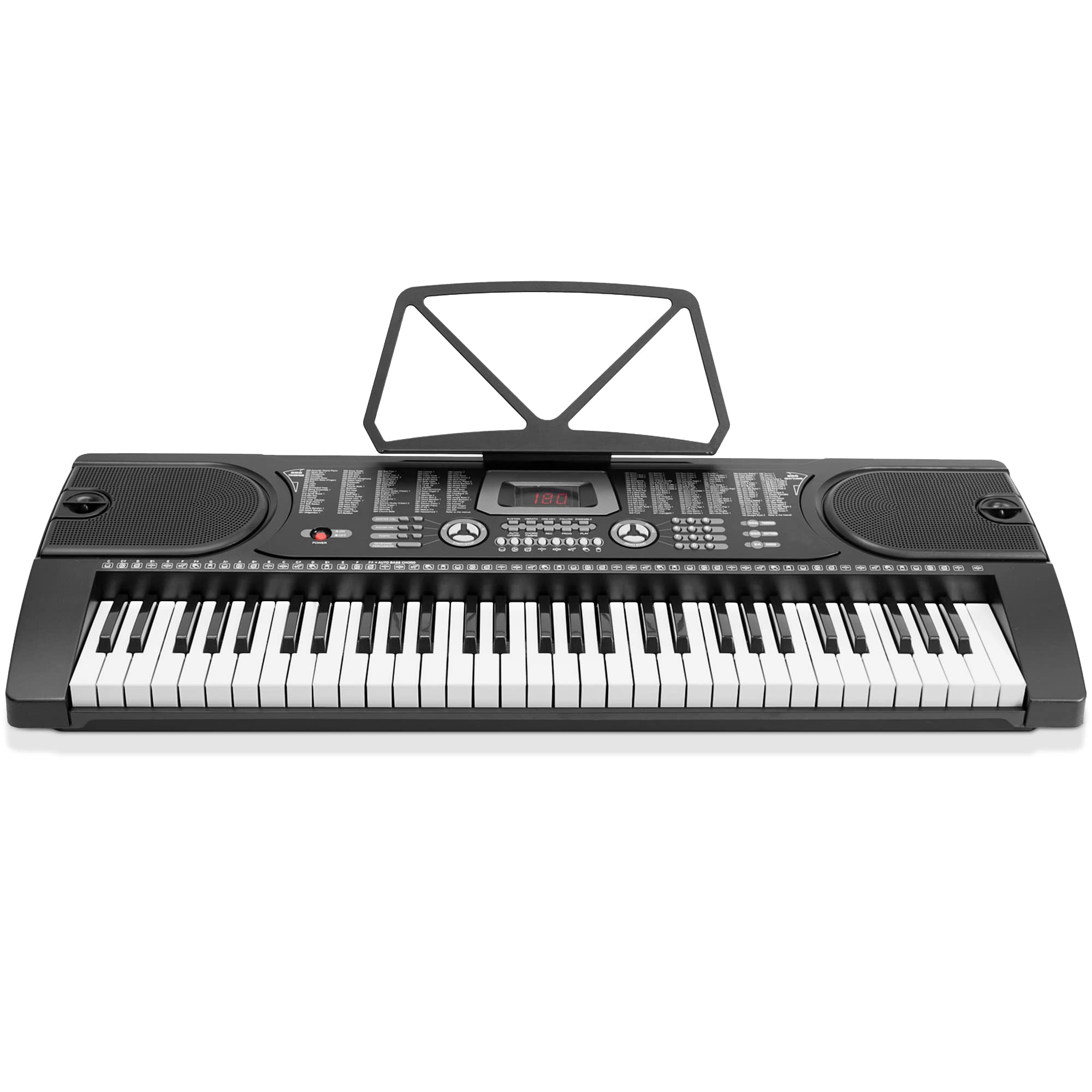 61-Key Electronic Music Keyboard Piano with LCD Display and Microphone - Portable - Black