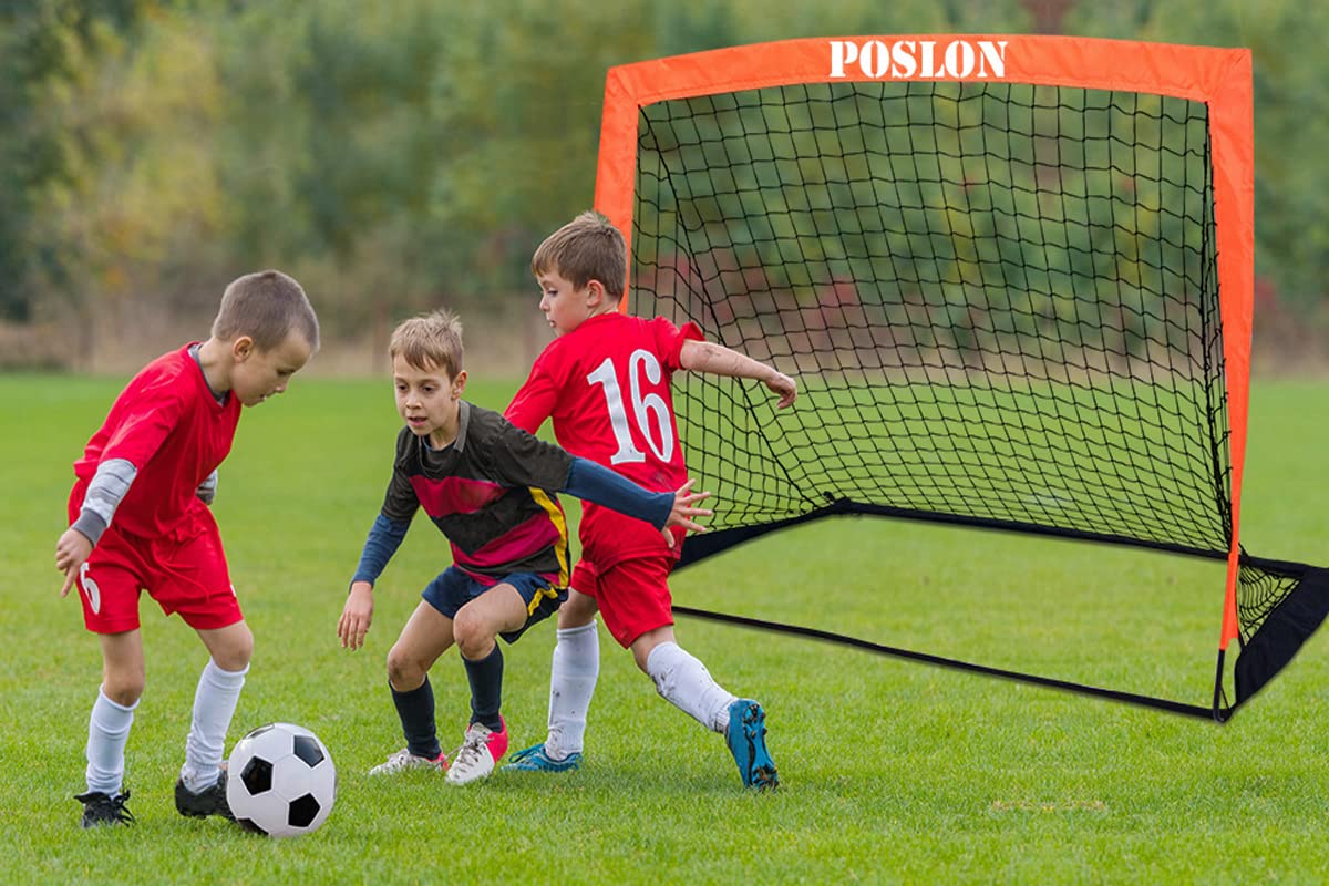 Poslon Soccer Goal Kids Soccer Net Set Carry Bag for Games and Training for Backyard for Kids and Teens