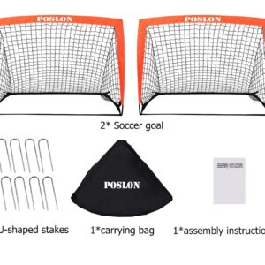 Poslon Soccer Goal Kids Soccer Net Set Carry Bag for Games and Training for Backyard for Kids and Teens