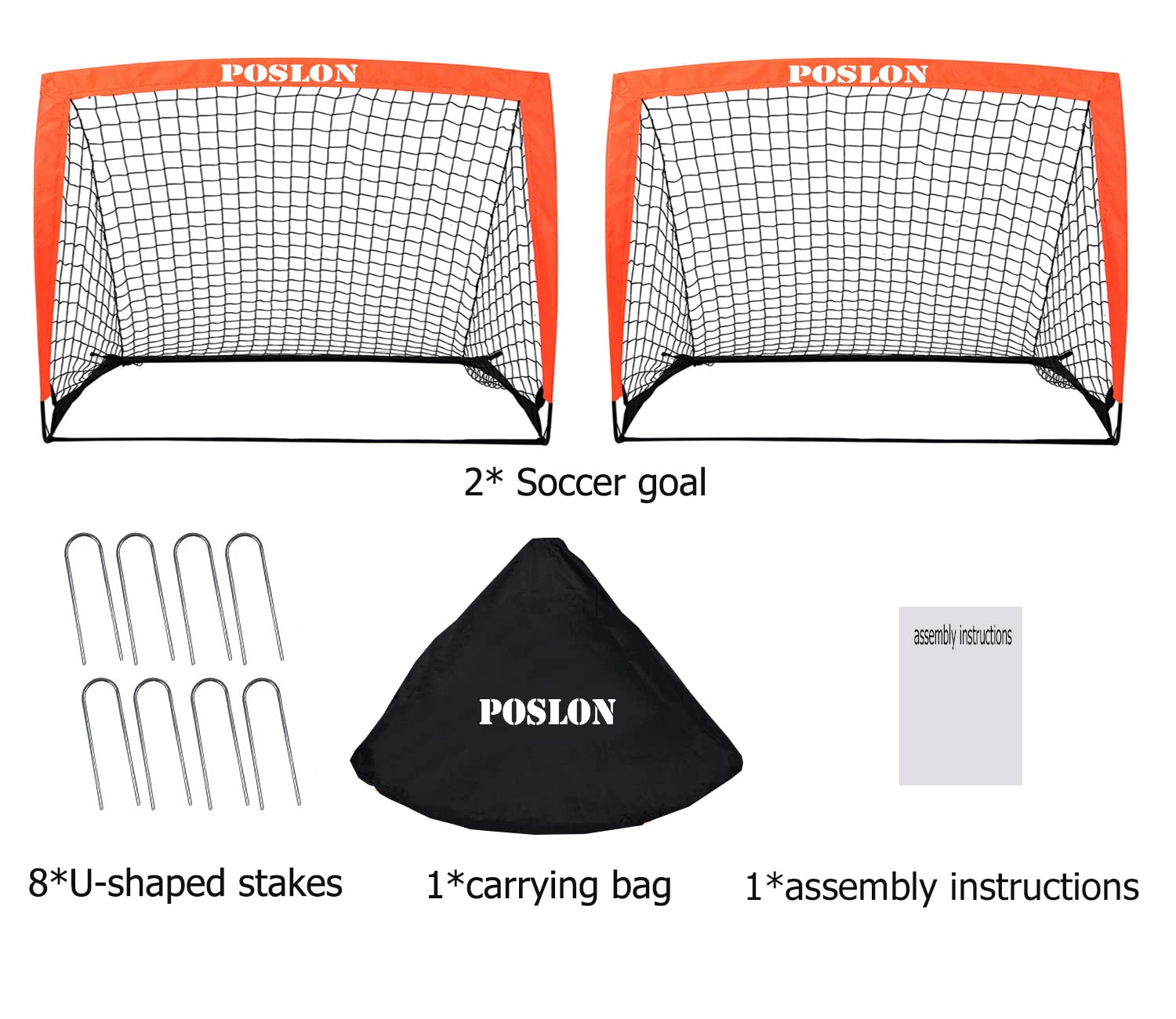 Poslon Soccer Goal Kids Soccer Net Set Carry Bag for Games and Training for Backyard for Kids and Teens