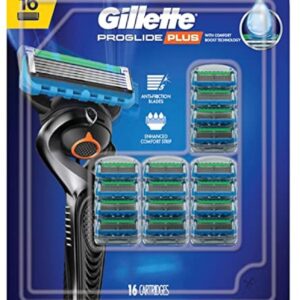 Gillette Proglide Plus Anti Friction Enhanced Comfort Strip Cartridge Blades - 16 Count