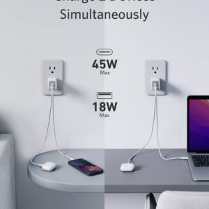 Anker USB C 65W, 725 , Ultra-Compact Dual-Port Foldable Travel Wall Charger for MacBook Pro/Air, iPad Pro, Galaxy S21/S10, Dell XPS 13, Note 20/10+, iPhone 13/Pro, Pixel, and More