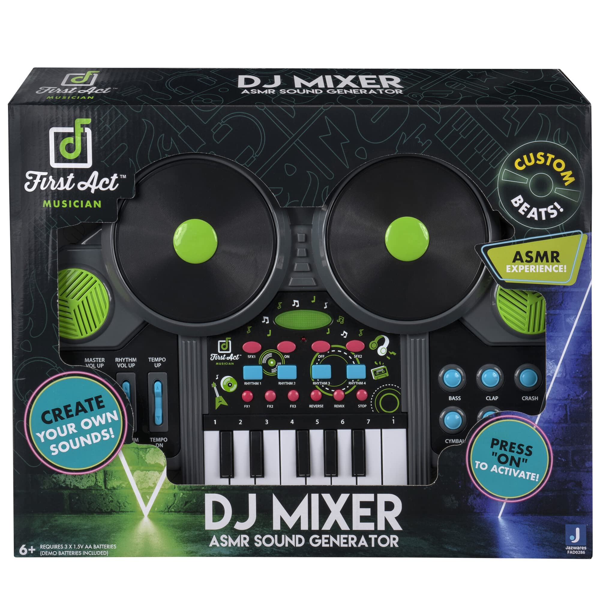 First Act Discovery Musician DJ Mixer, ASMR Generator - Create Custom Beats, Remix Sounds, Add Drums, and Scratch Like A DJ! - Great for Beginners, Makes Learning to Music Easy and Fun