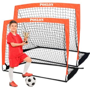 poslon soccer goal kids soccer net set carry bag for games and training for backyard for kids and teens