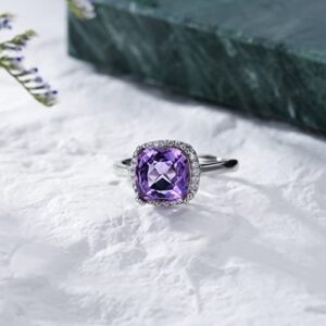 VONALA Amethyst Ring 925 Sterling Silver Amethyst Rings for Women Adjustable Purple Rings Amethyst Jewelry Gift for Women Birthday Size 6-8