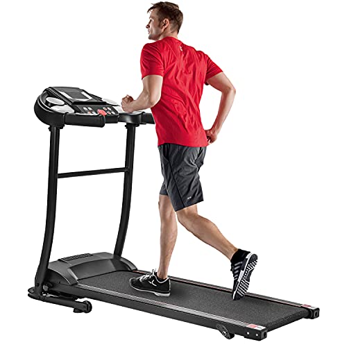 STARTOGOO Folding Electric Treadmill for Home, Folding Jogging Running Machine Portable Treadmills w/ 3-Level Auto Incline, 5" Large LED Display, Speakers, MP3 & Audio Auxiliary Port, 12 Speeds,Black