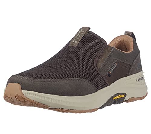 Skechers Men's Go Walk Outdoor-Athletic Slip-On Trail Hiking Shoes with Air Cooled Memory Foam Sneaker, Brown, 10.5 X-Wide