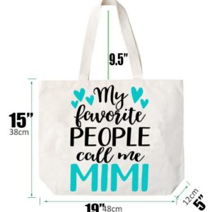 COCOVICI Mimi Tote Bag | My Favorite People Call Me Mimi | Grandma Gifts | Mimi Gifts | Mimi Christmas Gift | Christmas Gift from Grandkids (My Favorite People Call Me Mimi Turquoise/Black Font)