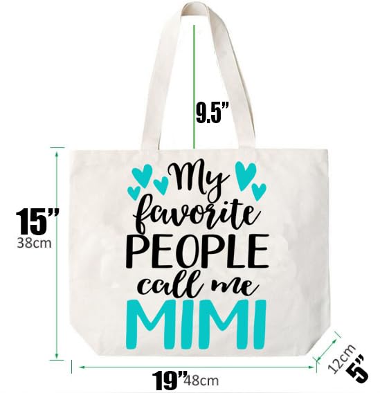 COCOVICI Mimi Tote Bag | My Favorite People Call Me Mimi | Grandma Gifts | Mimi Gifts | Mimi Christmas Gift | Christmas Gift from Grandkids (My Favorite People Call Me Mimi Turquoise/Black Font)