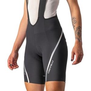 Castelli Women’s Velocissima 3 Bibshort for Road and Gravel Biking I Cycling - Black/Silver - Large