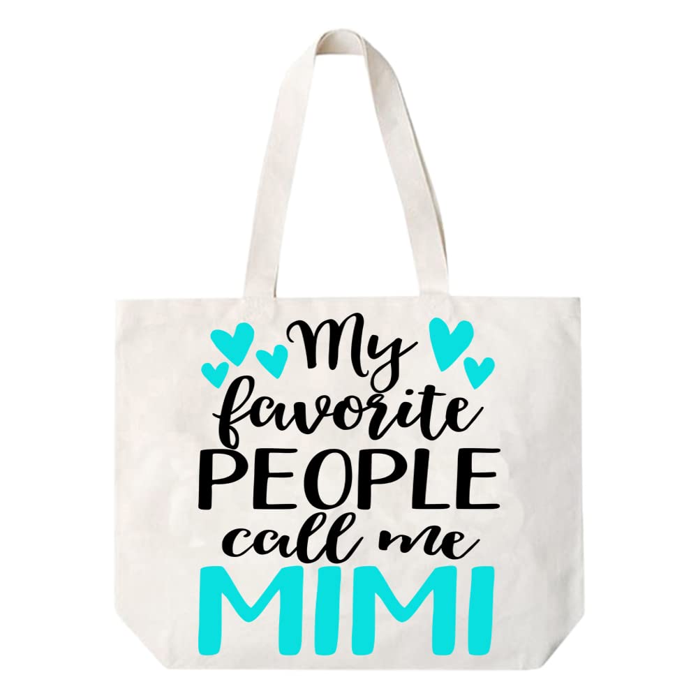 COCOVICI Mimi Tote Bag | My Favorite People Call Me Mimi | Grandma Gifts | Mimi Gifts | Mimi Christmas Gift | Christmas Gift from Grandkids (My Favorite People Call Me Mimi Turquoise/Black Font)