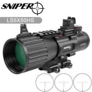 5X50mm Prism Scope GIII LS5X50 with Illuminated Red/Green/Blue Chevron Reticle (Horseshoe Reticle)