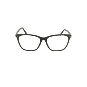 eyeglasses tom ford ft 5762 -b 001 shiny black,"t" logo/blue block lenses