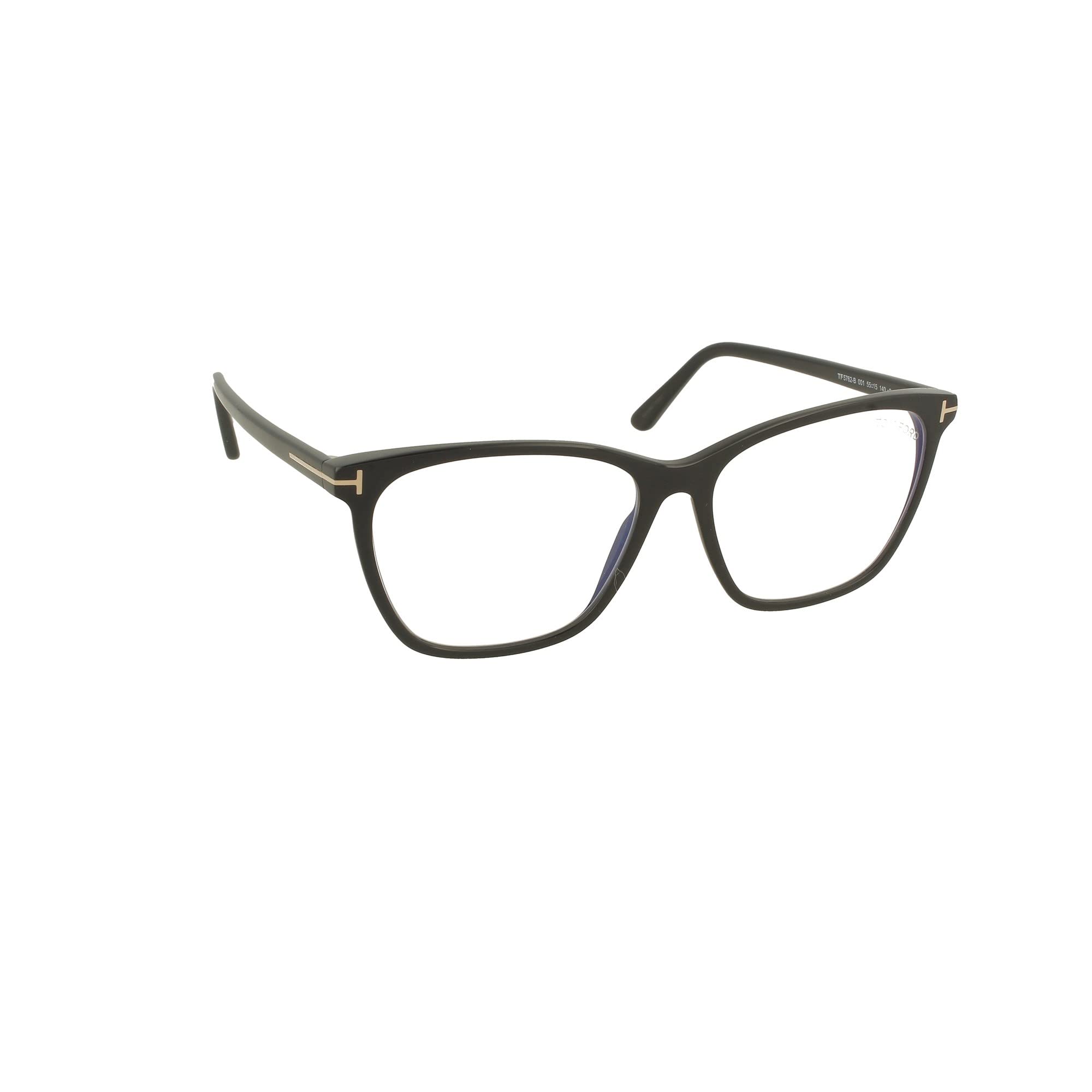 Eyeglasses Tom Ford FT 5762 -B 001 Shiny Black,"t" Logo/Blue Block Lenses