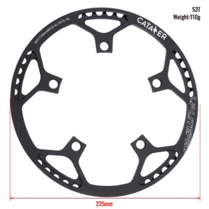 catazer Bike Chainring 130BCD Aluminum Alloy Ultralight Bicycle Chainring 45T 47T 53T 56T 58T BMX Chainwheel for Folding Bicycle (black,53T)