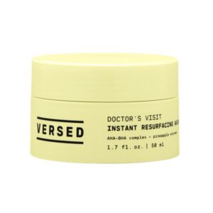 versed doctor’s visit instant resurfacing face mask - aha, bha and enzyme exfoliating mask helps reduce hyperpigmentation - smooth and moisturize skin with vitamin c - vegan (1.7 fl oz)