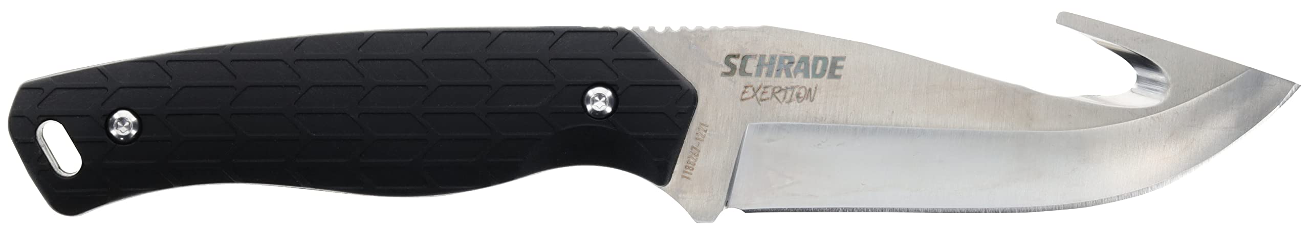 Schrade Delta Class Exertion Gut Hook Fixed Blade 8.5in with 4in AUS-10 Steel Blade and Non-Slip Grip for Hunting