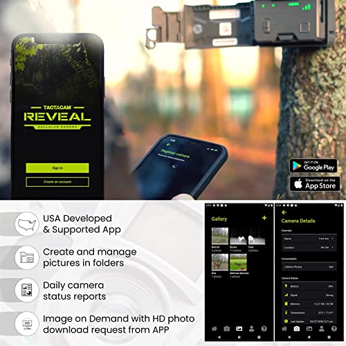 TACTACAM outdoor Reveal XB Cellular Trail Camera, 720p No Glow - Verizon & AT&T Reveal External Solar Panel