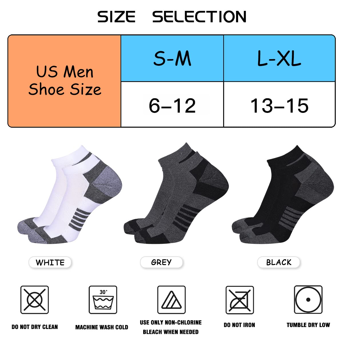 COOVAN 10 Pairs Mens Ankle Socks Men 10 Pack Low Cut Comfort Cushion Casual Socks