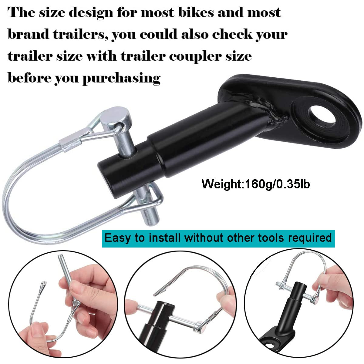 BSGB 2 Pack Bike Trailer Coupler Bicycle Trailer Hitch Connector Attachment Flat and Angled Couplers Metal for Child Pet Instep and Cargo Bike Trailers