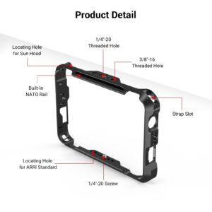 SmallRig Monitor Cage for Atomos Shinobi 7, Cage Kit with Cable Clamp, Built-in NATO Rail and Sun Hood （Not compatible for Shinobi 5）- 3456