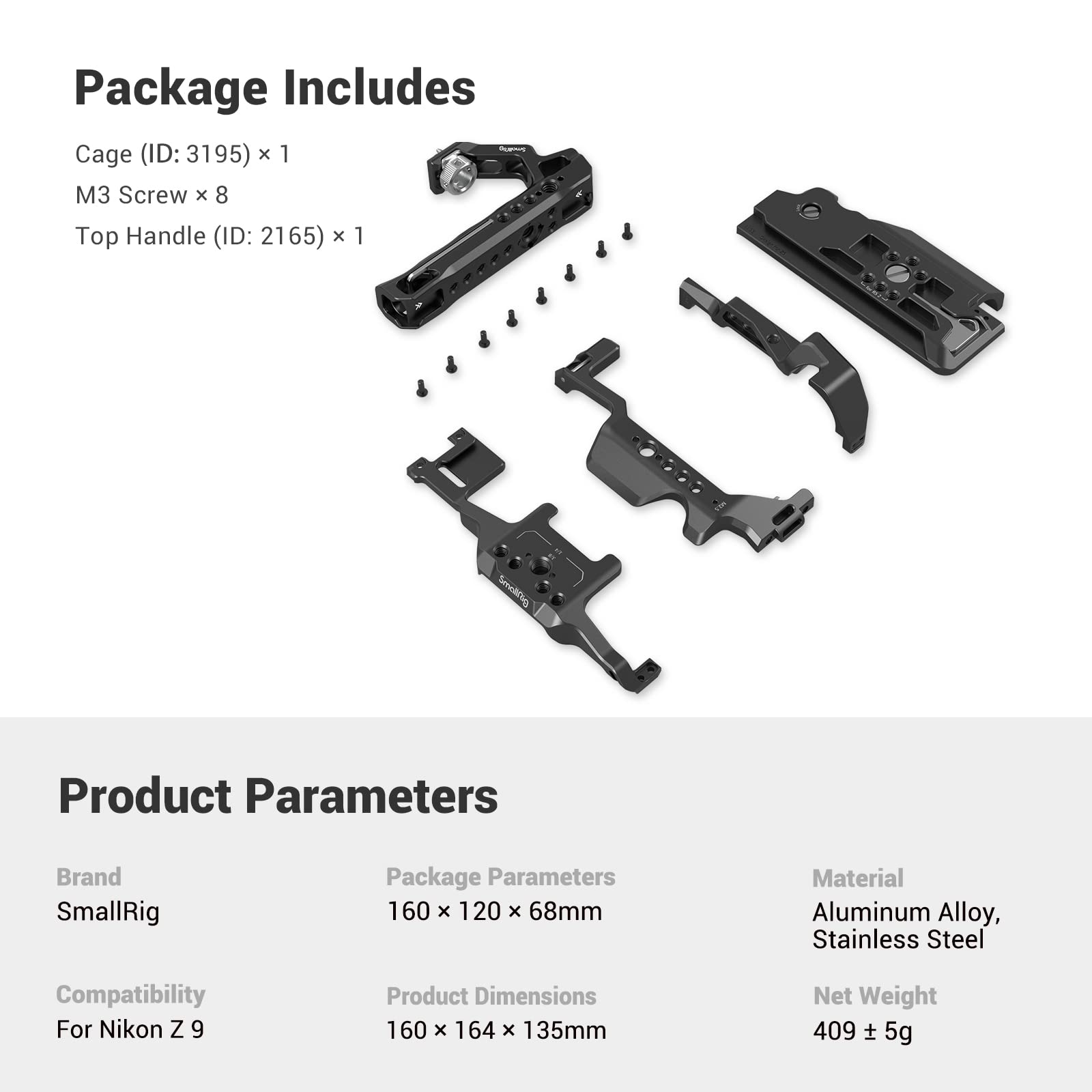 SmallRig Z 9 Cage Kit for Nikon Z 9 Camera with Top Handle, Aluminum Alloy Cage for Nikon Z 9 3738