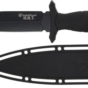 Smith & Wesson 10.5 in High Carbon SS Fixed Blade Knife with 5.5 in False Edge Blade for Outdoor Tactical Survival and EDC, Black