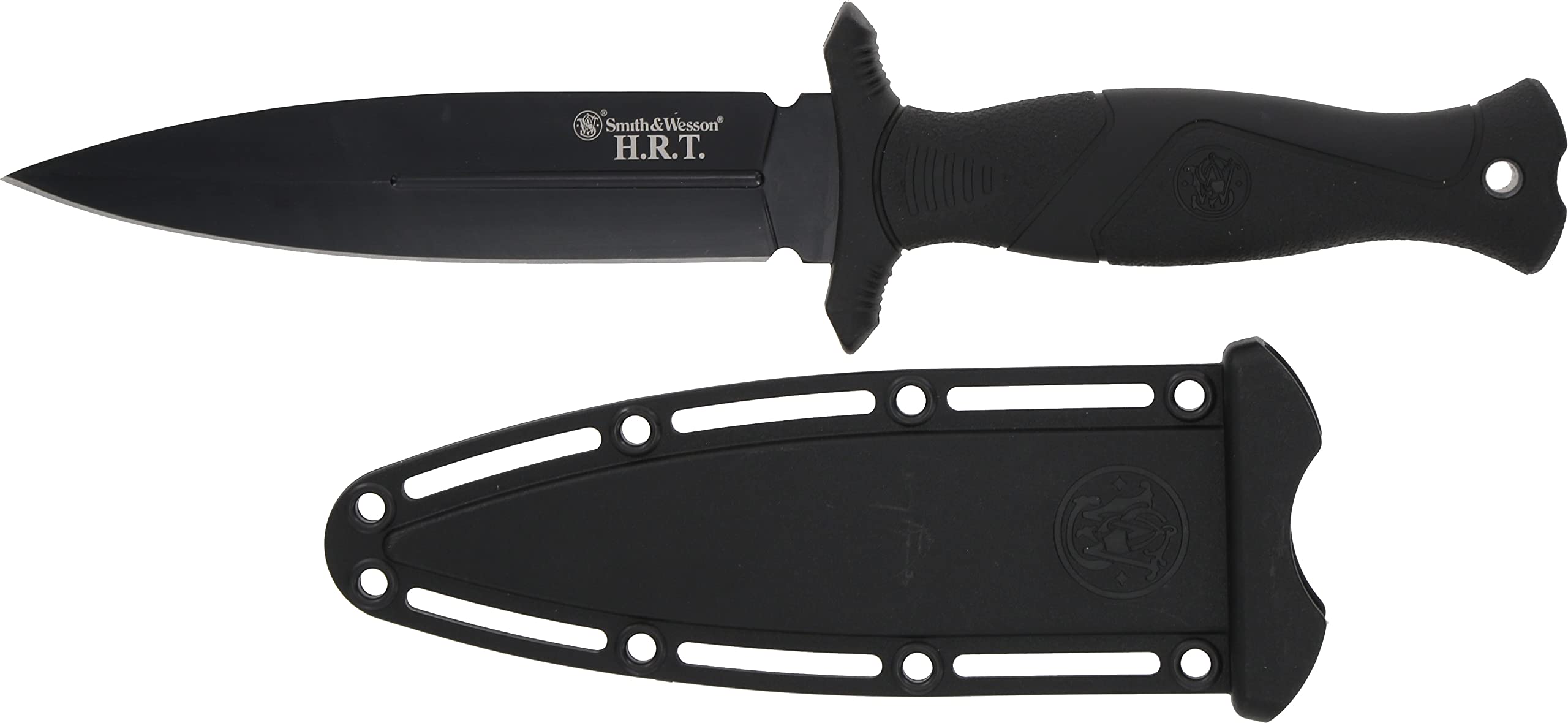 Smith & Wesson 10.5 in High Carbon SS Fixed Blade Knife with 5.5 in False Edge Blade for Outdoor Tactical Survival and EDC, Black