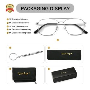 Dollger Square Clear Lens Glasses Non-prescription Fake Metal Aviator Frame Eyeglasses