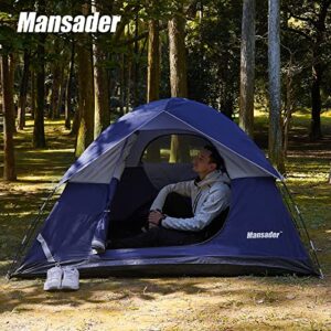 Mansader 2-3 Person Camping Tent for Outdoor Camping Family Beach Hiking Travel (Blue, 2-3 Person)