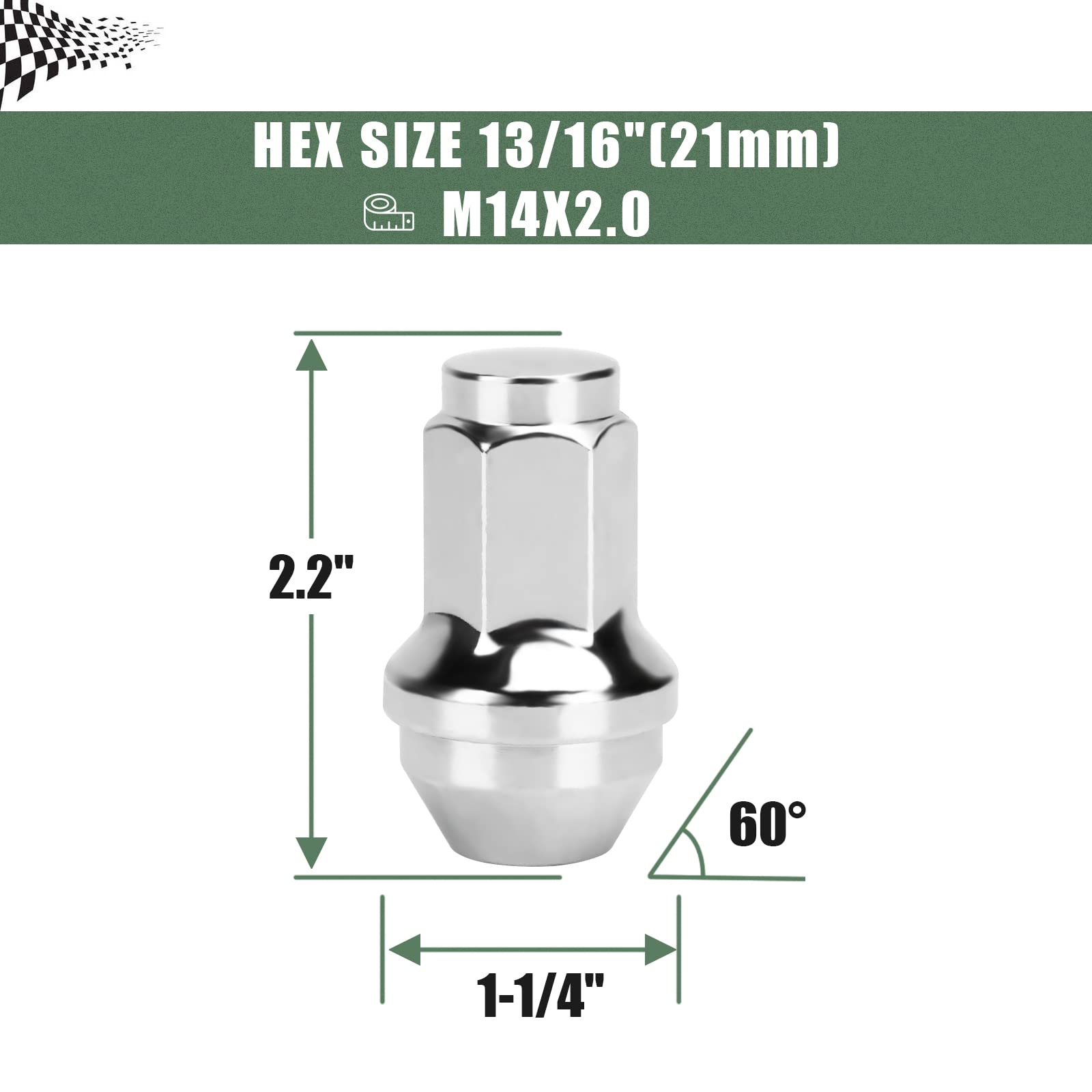 glorider M14x2.0 Lug Nuts for 2000-2014 F-150, 24pcs Solid One-Piece 14x2 Lug Nuts, OEM Factory Style LugNut Compatible with 2000-2014 Ford F150, Replacement for #4L3Z1012A #7L1Z1012A