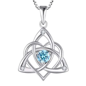 starchenie celtic knot necklace for women 925 sterling silver trinity love knot pendant created aquamarine jewelry