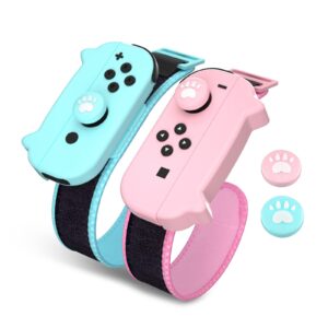 NANANINO Dance Switch Wristband, Wrist Bands for Dance Switch 2023 2022 2021 2020 2019, Adjustable Elastic Straps for Joy-Cons Controller - PinkBlue (2 Packs)