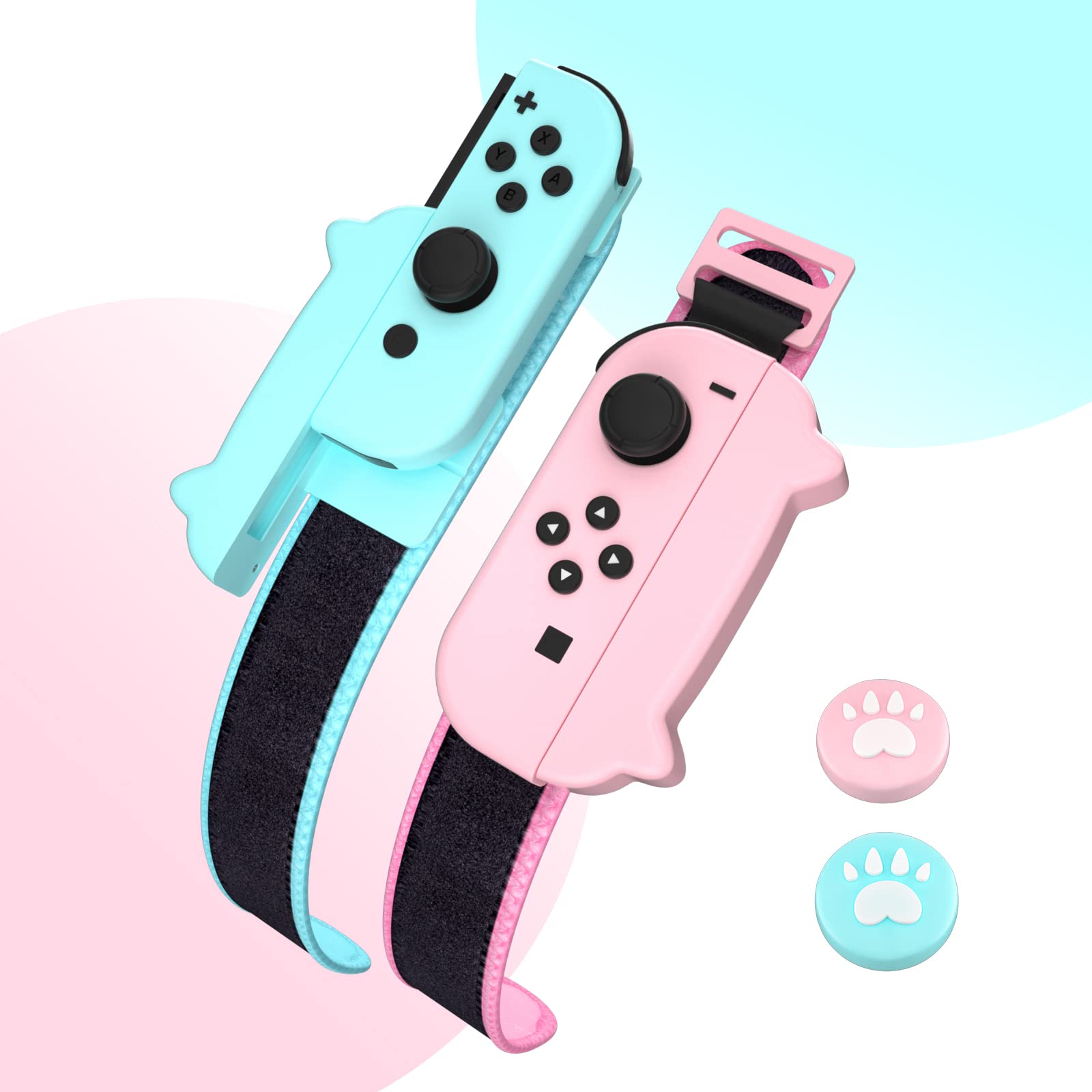 NANANINO Dance Switch Wristband, Wrist Bands for Dance Switch 2023 2022 2021 2020 2019, Adjustable Elastic Straps for Joy-Cons Controller - PinkBlue (2 Packs)