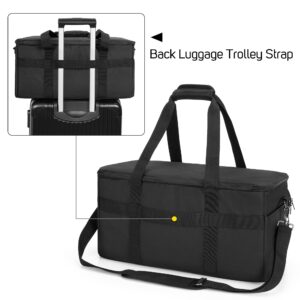 LoDrid Large Cable File Bag with Inside Padded Bottom and Detachable Dividers, DJ Bag with Multiple Pockets for 15.6” Laptop, DJ Gear, Sound Instrument, and Music Equipment, Black