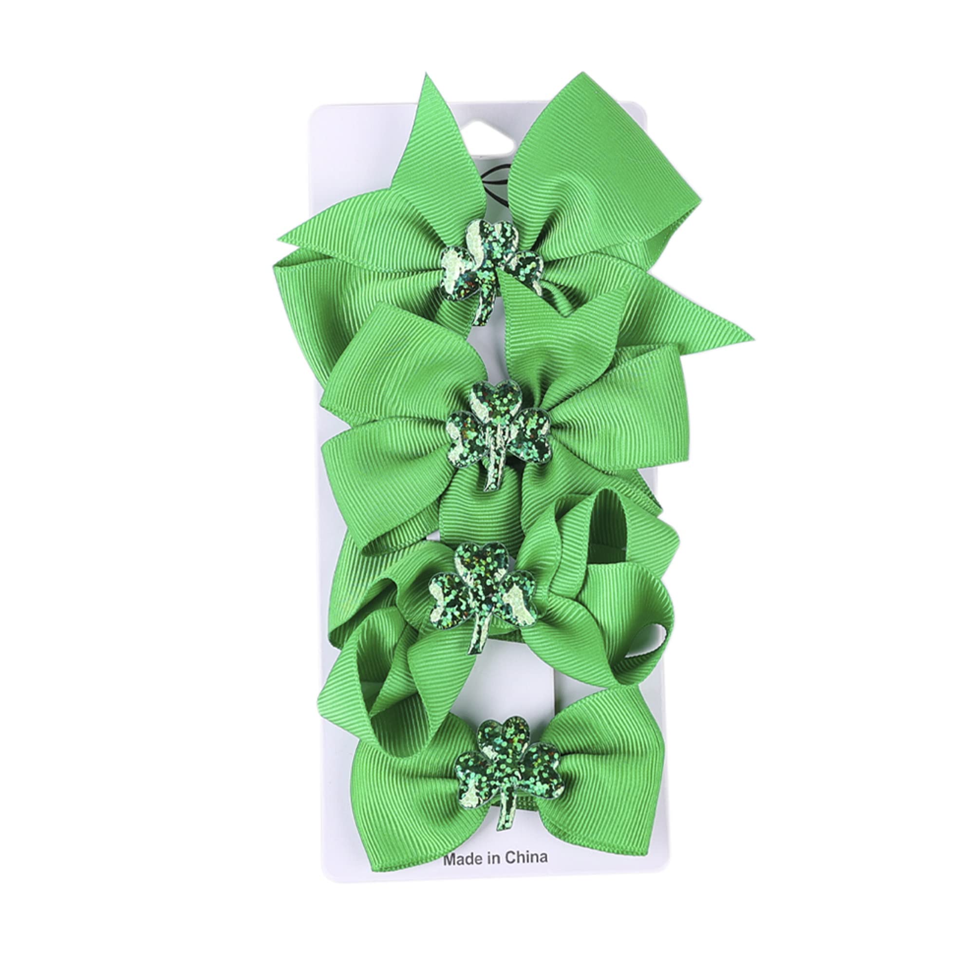 St. Patrick's Day Green Party Accessory Green Shamrock Hair Band Bow Hairpin Hairclips(SPJ1) (St. Patrick's B)