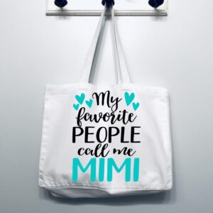 COCOVICI Mimi Tote Bag | My Favorite People Call Me Mimi | Grandma Gifts | Mimi Gifts | Mimi Christmas Gift | Christmas Gift from Grandkids (My Favorite People Call Me Mimi Turquoise/Black Font)