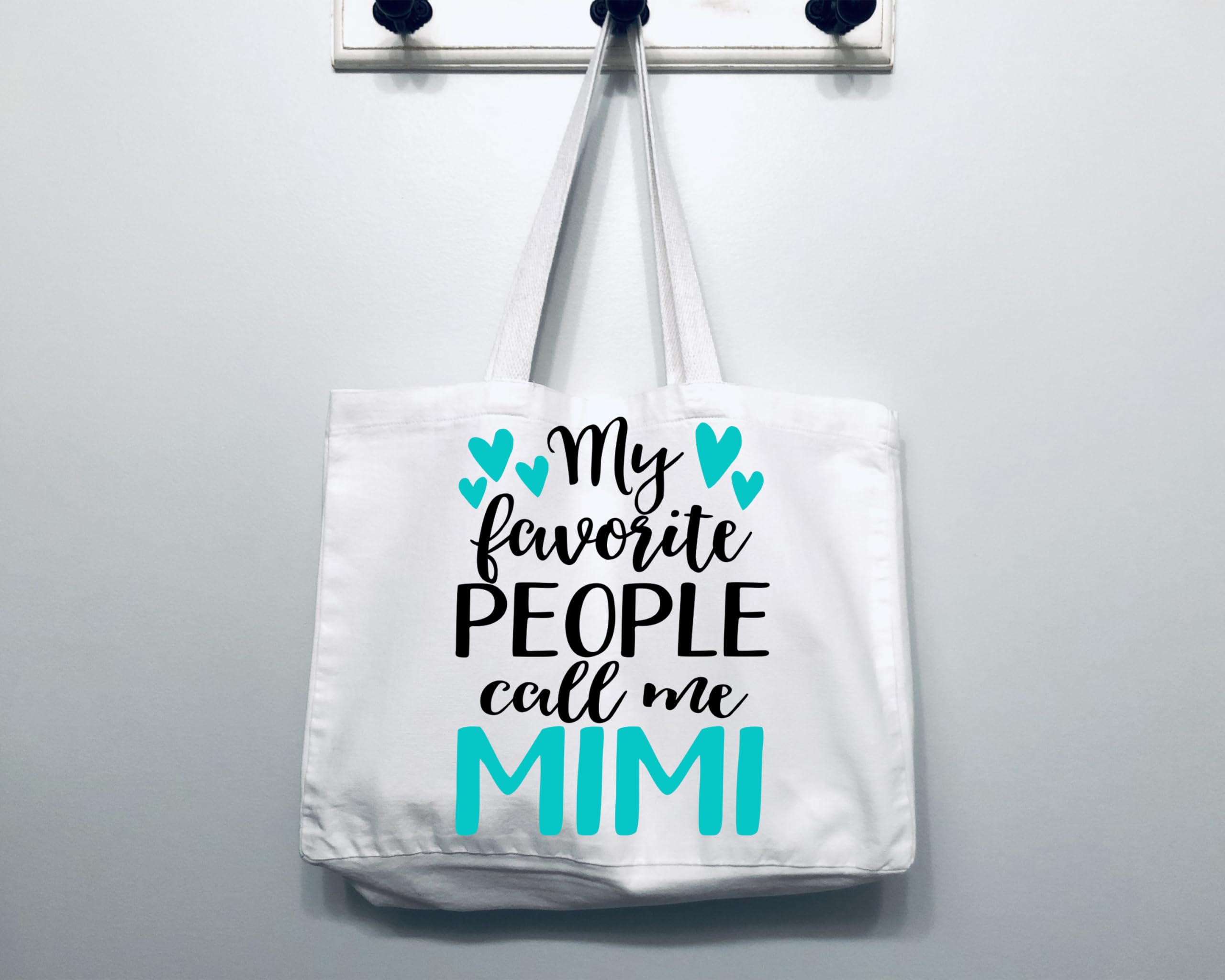 COCOVICI Mimi Tote Bag | My Favorite People Call Me Mimi | Grandma Gifts | Mimi Gifts | Mimi Christmas Gift | Christmas Gift from Grandkids (My Favorite People Call Me Mimi Turquoise/Black Font)