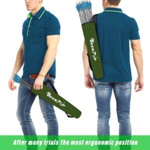 Seektop Archery Gloves Adjustable Archery Back Arrow Quiver Holder for Youth Adults (M+Green)