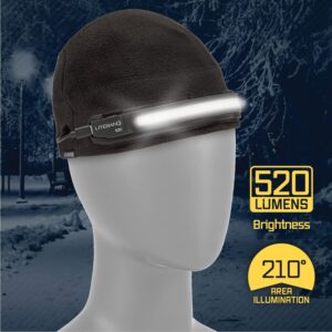 OPTIMAL VENTURES Liteband 520 LED Beanie Black Fleece Cap for Men and Women, Detachable 520 Lumen LED Strip for Illumination and Safety, One Size