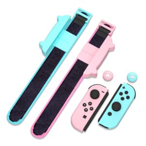 NANANINO Dance Switch Wristband, Wrist Bands for Dance Switch 2023 2022 2021 2020 2019, Adjustable Elastic Straps for Joy-Cons Controller - PinkBlue (2 Packs)