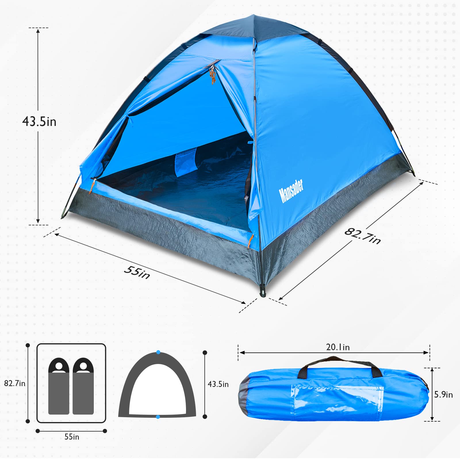 Small 2 Person Camping Dome Tent Waterproof Tents for Camping Portable Tent for Backpacking Hiking Mountaineering - Easy Setup