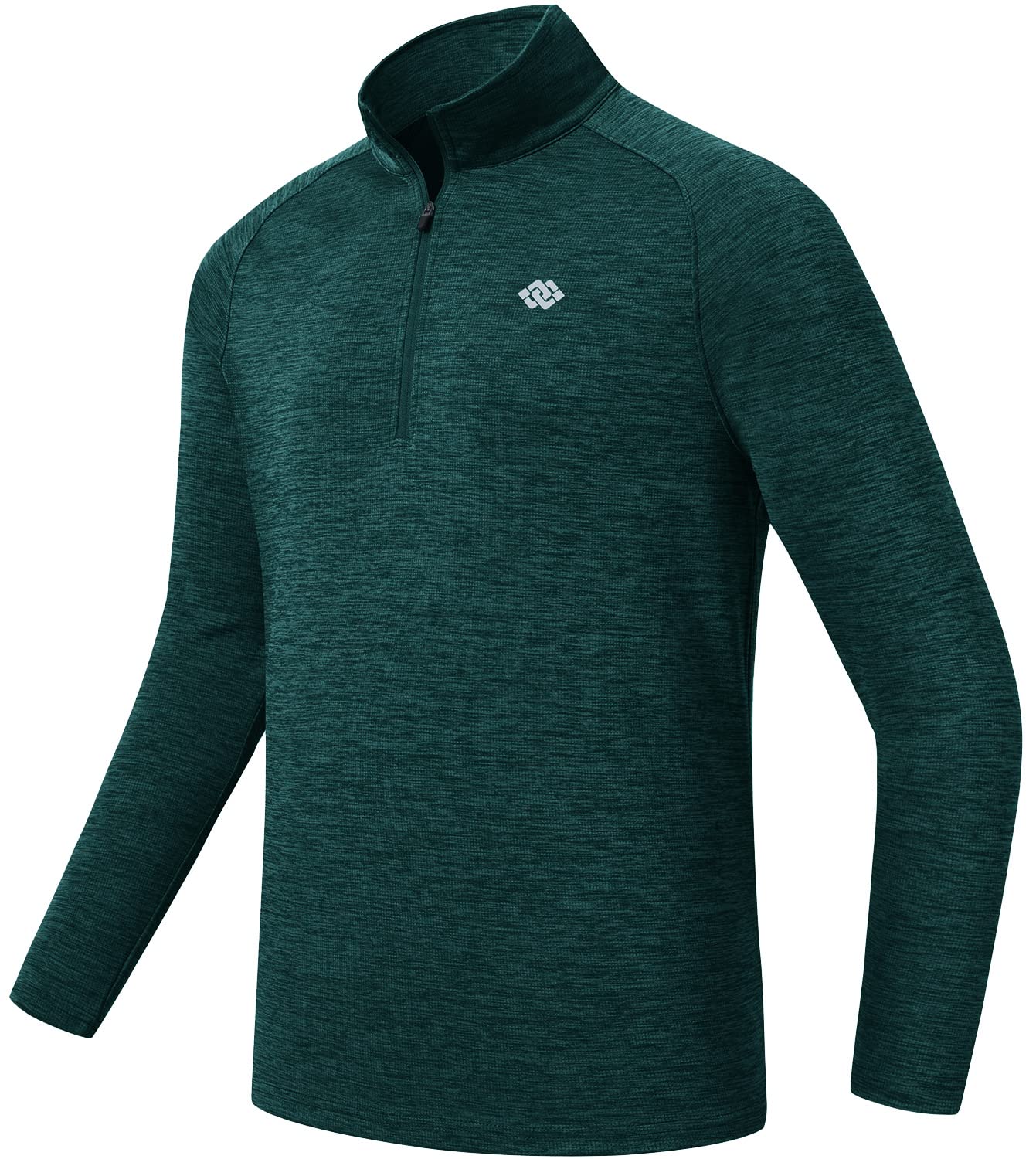 MoFiz Men's Quick-Dry Active Sports Shirts Quarter Zip Long Sleeve Running Pullover Athletic Outdoor Tops Dark Green L