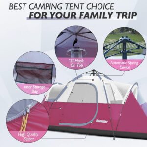 Mansader 6 Person Family Camping Tent,Waterproof Windproof with Top Rainfly,Easy Set Up,Pop Up Tent for Outdoor Camping Hiking Travel (Wine Red)