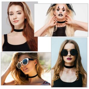 Yinkin 5 Pieces Classic Black Velvet Choker Necklace Soft Women's Choker Necklaces Black Choker Necklace for Women Wide Black Velvet Choker for Women Neck Jewelry Accessories (Simple)