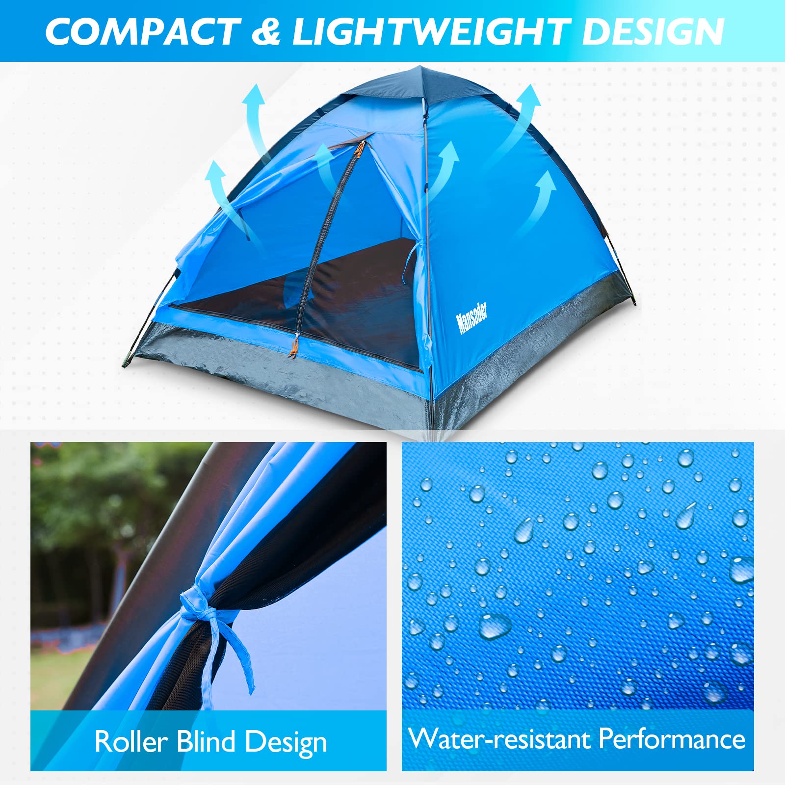 Small 2 Person Camping Dome Tent Waterproof Tents for Camping Portable Tent for Backpacking Hiking Mountaineering - Easy Setup