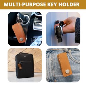 GARZINI Leather Key Organizer, Compact Key Holder with Key Chain, Pocket Key Holder for up to 7 Keys + Car Key Holder, Sapphire Blue